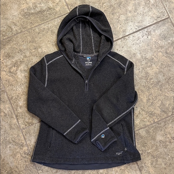 KUHL Women’s XL Charcoal Gray Quarter-Zip Fleece Hoodie - Picture 10 of 13